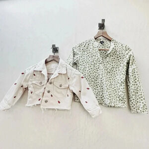 ZARA + GAP || 6-8 Years Green Floral & Cream Bundle Jacket and Shirt